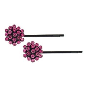 Karen Marie - Crystal Ball Bobby Pins - Rose - Black (Set of 2)